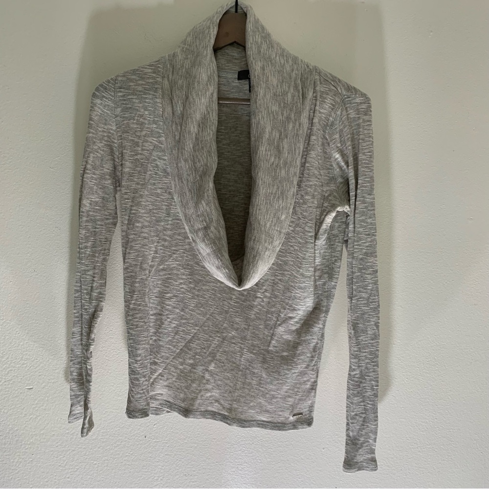 ALO Yoga Gray Cowl Neck Sweater Lightweight Knit